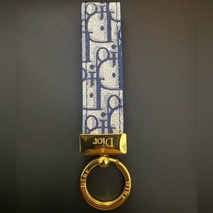 Brand new upcycled Dior Navy white strap  with Gold Key Holder unisex